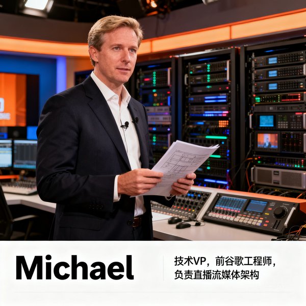 Michael，技术VP，前谷歌工程师，负责直播流媒体架构